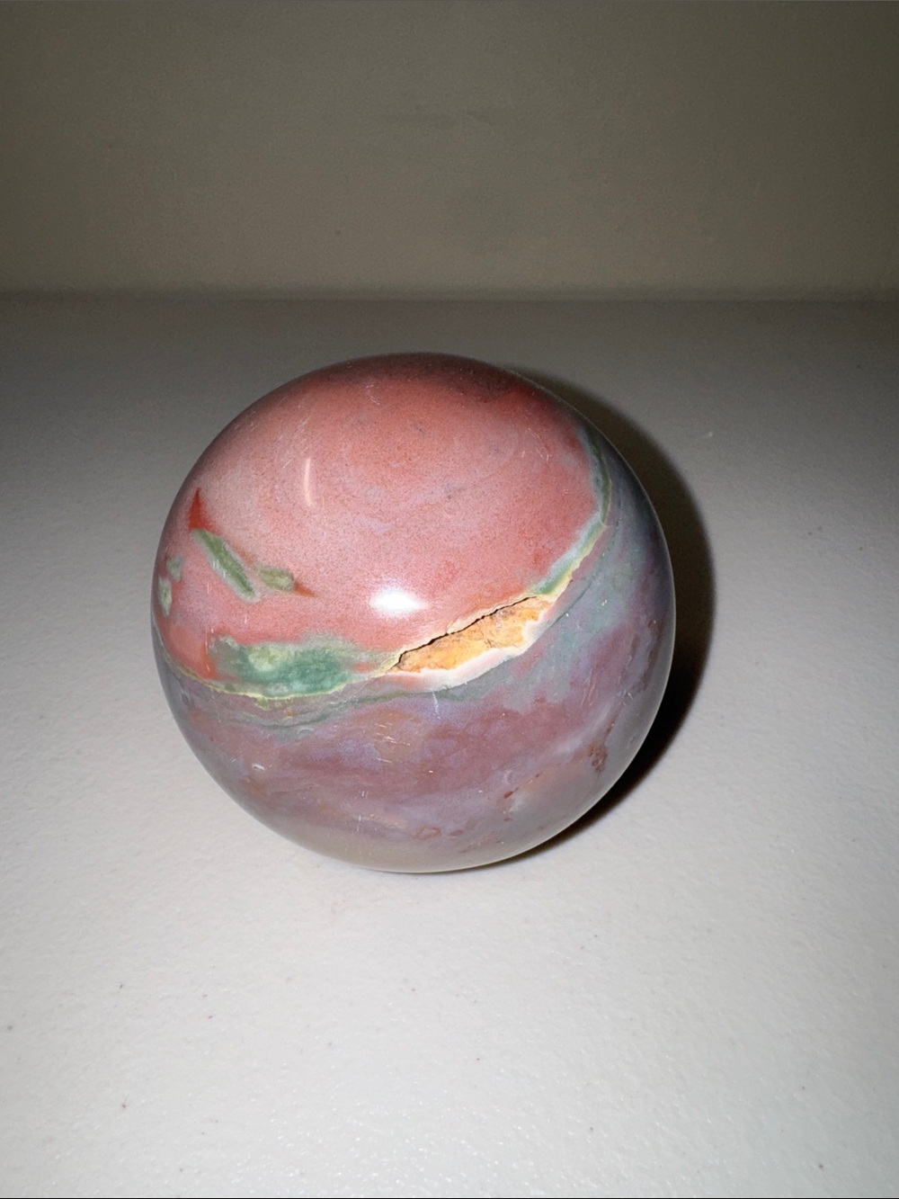 Polychrome Jasper Decorative Sphere - Pink, Green & Cream Accent
